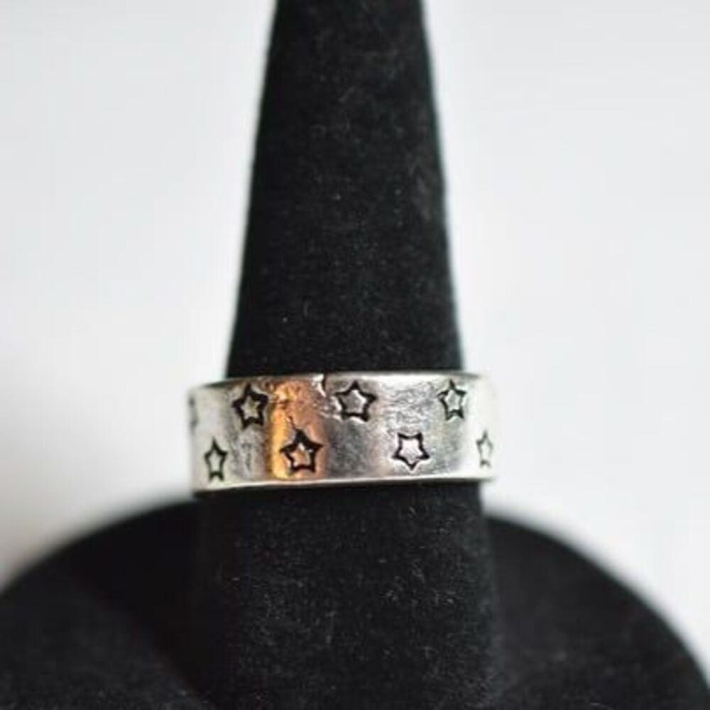 .925 Silver Forever Stars Retro Chic OSFA Cuff Unisex Ring